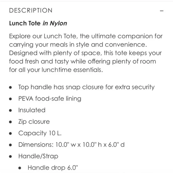 NWT: Vera Bradley: Nylon Navy Lunch insulated Tote Bag - Peacoat - Picture 11 of 11